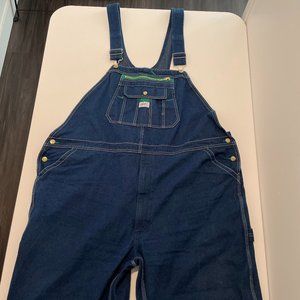 Liberty Carpenter Dark Wash Denim Bib Overalls Men's 48" W Hem 21" L